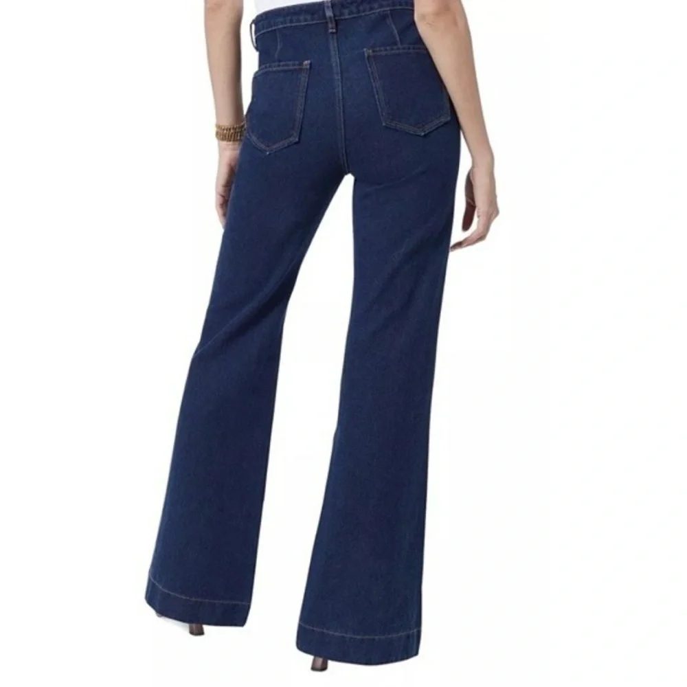 Sam Edelman Bay Flare Trouser Jeans Women’s 27 High Rise Wide‎ Leg NWT Dark Wash